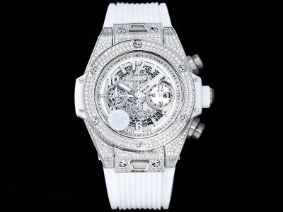 ZF Factory Hublot BigBang Silver steel case with White diamonds Watch